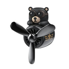 Black and brown bear-shaped cute car air freshener on a white background