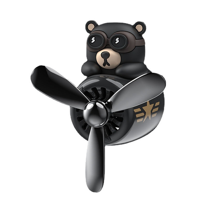 Black and brown bear-shaped cute car air freshener on a white background